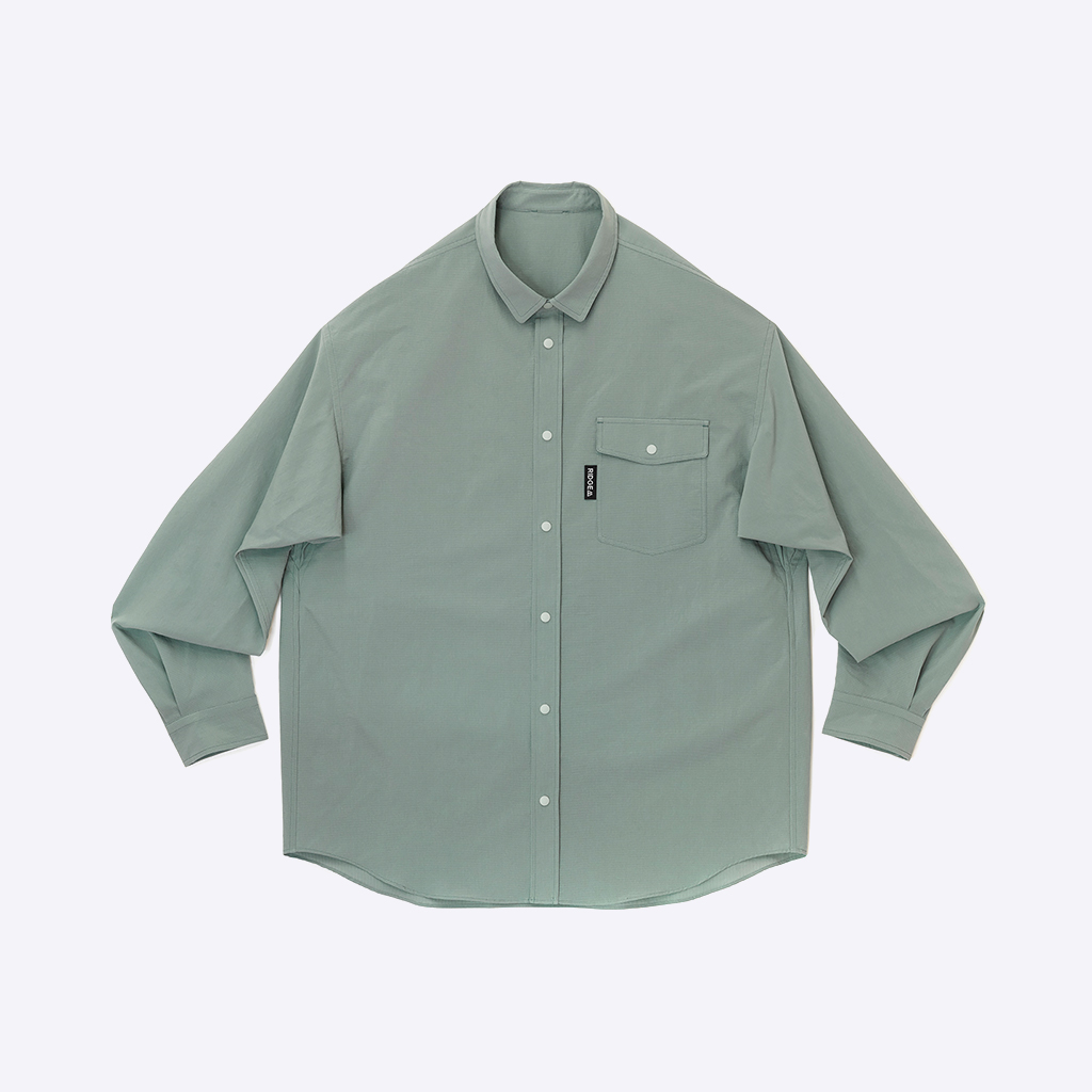 RIDGE MOUNTAIN GEAR bW}EeMA Mens Poly Basic Long Sleeve Shirt Sage Green